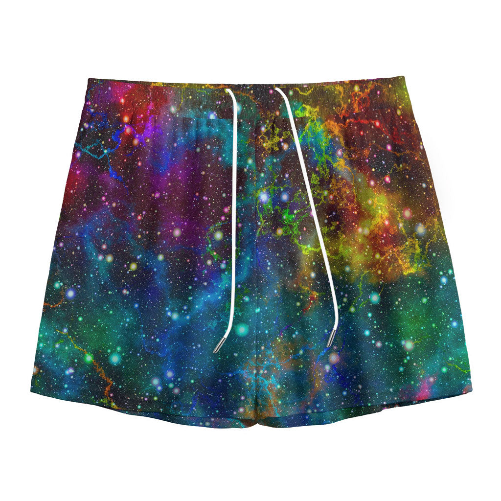 Abstract Colorful Galaxy Space Print Mesh Shorts