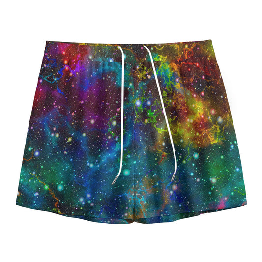 Abstract Colorful Galaxy Space Print Mesh Shorts