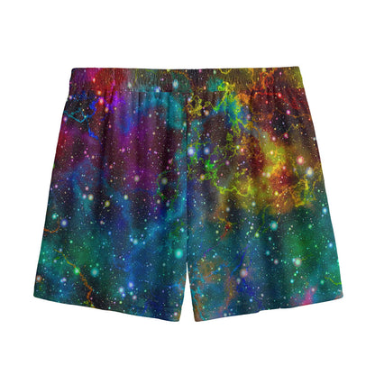 Abstract Colorful Galaxy Space Print Mesh Shorts