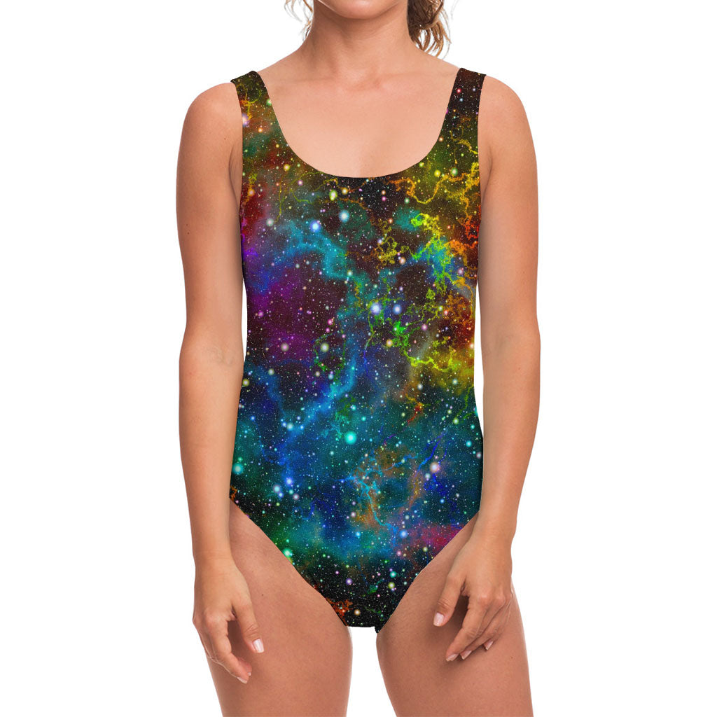 Abstract Colorful Galaxy Space Print One Piece Swimsuit