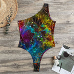 Abstract Colorful Galaxy Space Print One Shoulder Bodysuit
