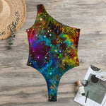 Abstract Colorful Galaxy Space Print One Shoulder Bodysuit