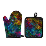 Abstract Colorful Galaxy Space Print Oven Mitt And Pot Holder Set