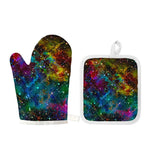 Abstract Colorful Galaxy Space Print Oven Mitt And Pot Holder Set