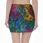 Abstract Colorful Galaxy Space Print Pencil Mini Skirt