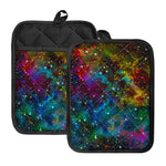 Abstract Colorful Galaxy Space Print Pot Holders With Pocket