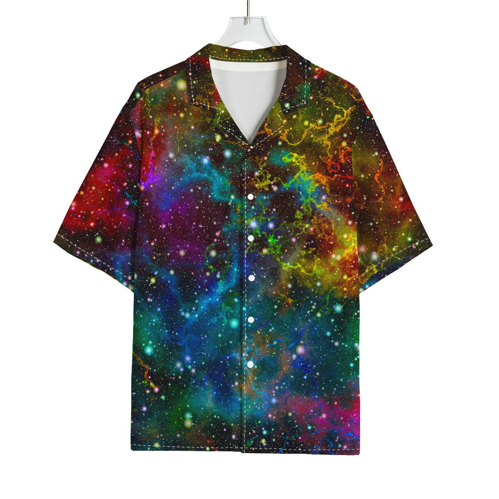 Abstract Colorful Galaxy Space Print Rayon Hawaiian Shirt