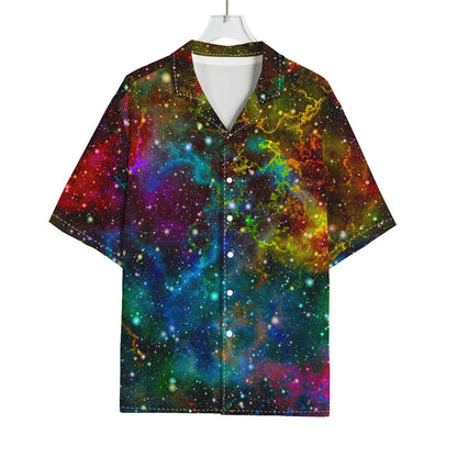 Abstract Colorful Galaxy Space Print Rayon Hawaiian Shirt