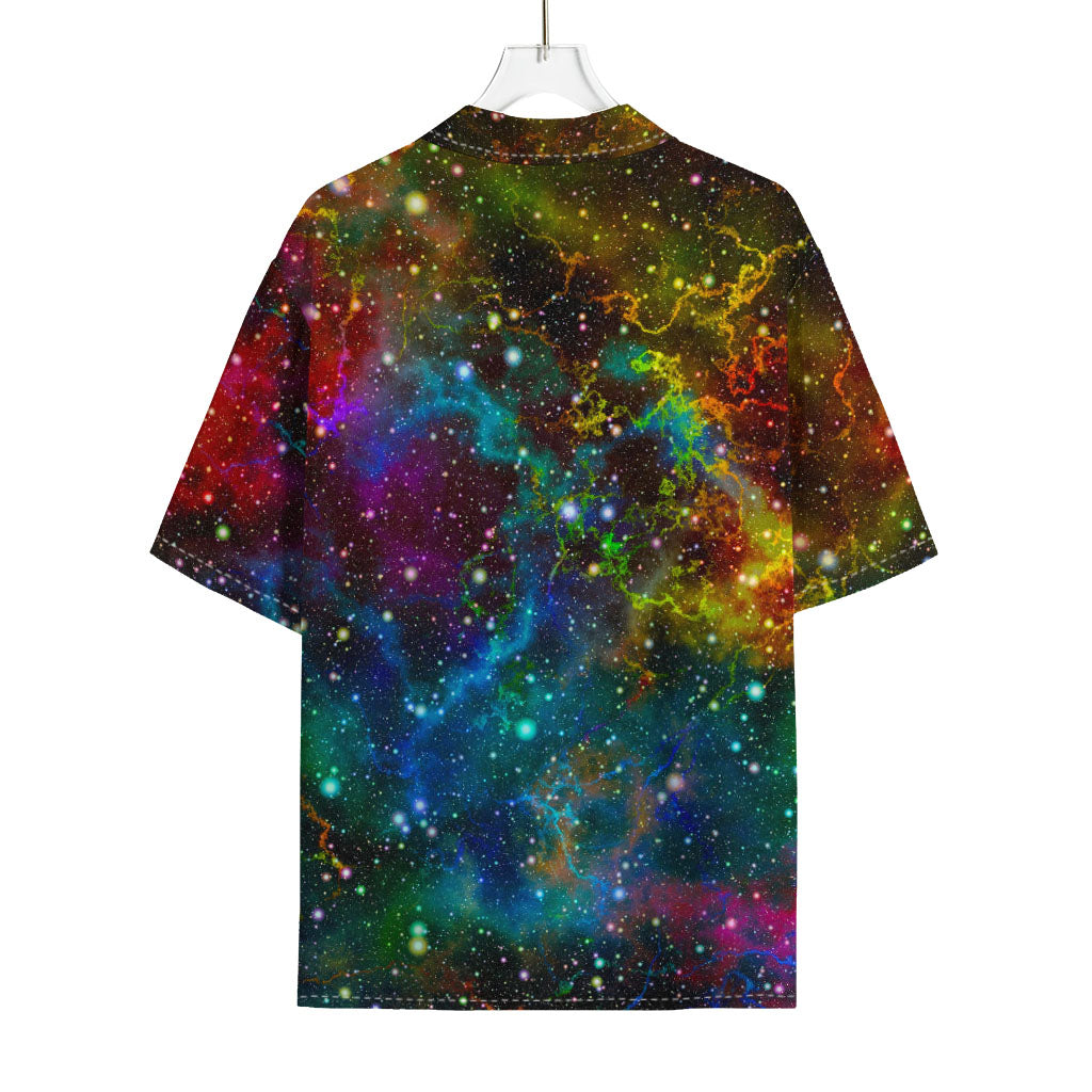 Abstract Colorful Galaxy Space Print Rayon Hawaiian Shirt