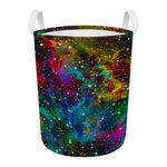 Abstract Colorful Galaxy Space Print Round Laundry Basket