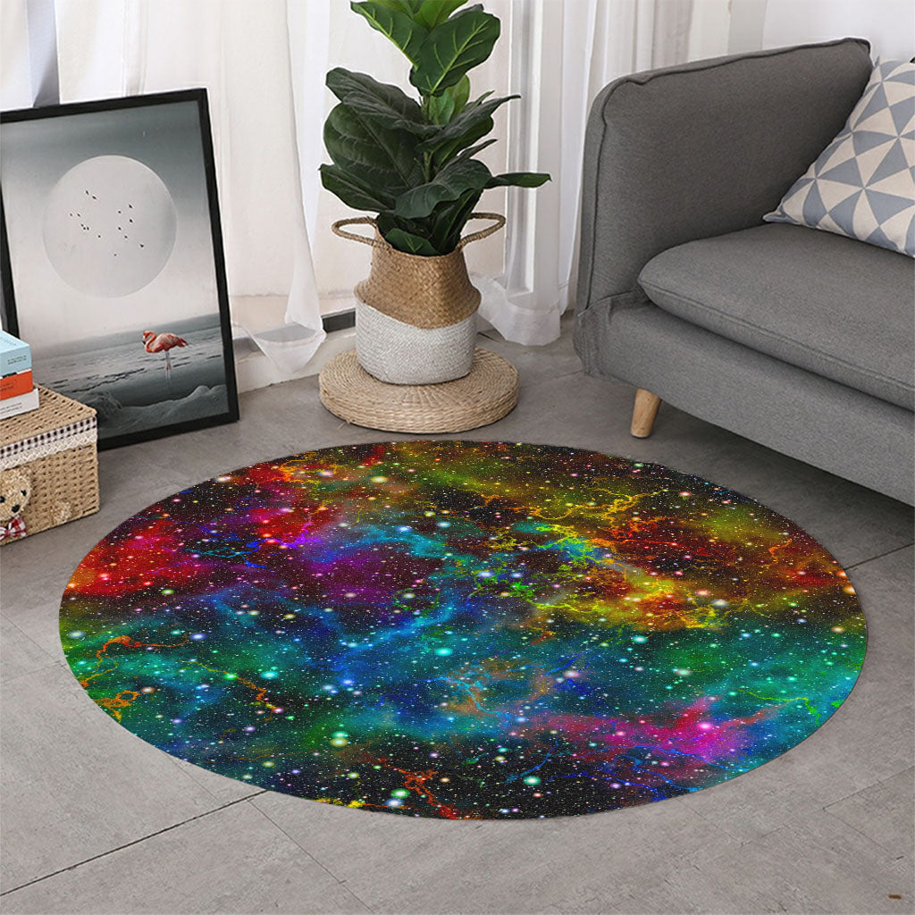 Abstract Colorful Galaxy Space Print Round Rug