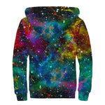 Abstract Colorful Galaxy Space Print Sherpa Lined Zip Up Hoodie