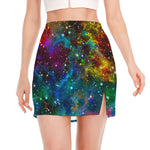 Abstract Colorful Galaxy Space Print Side Slit Mini Skirt