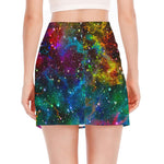 Abstract Colorful Galaxy Space Print Side Slit Mini Skirt