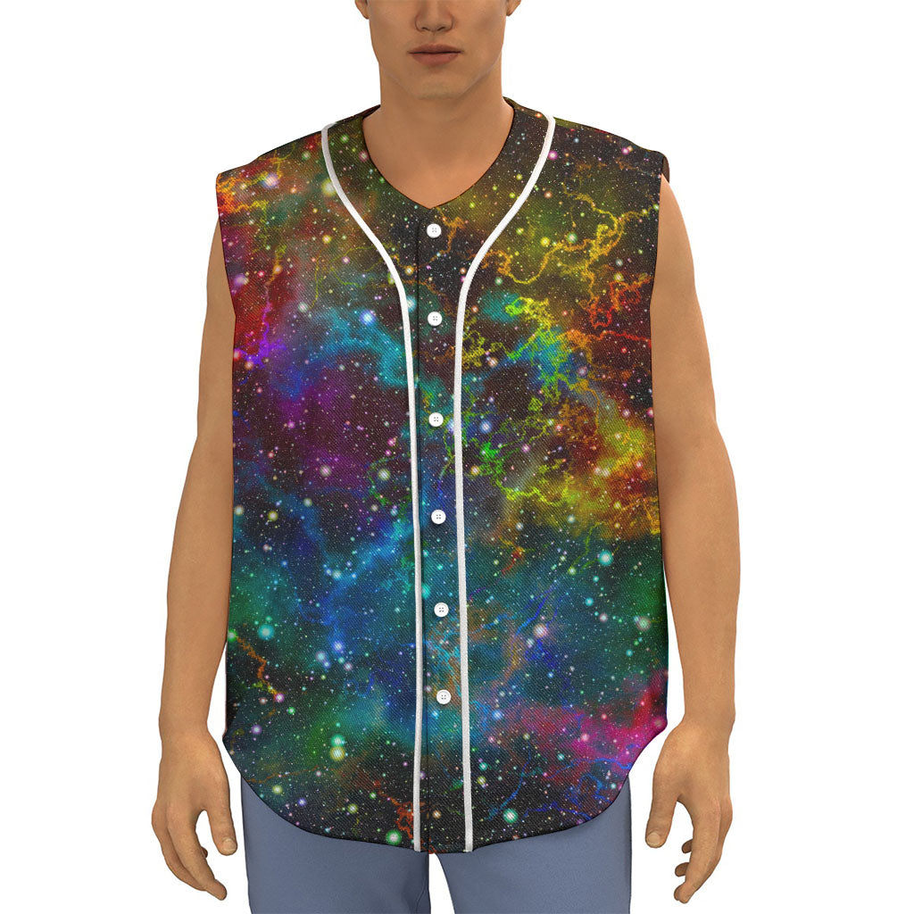 Abstract Colorful Galaxy Space Print Sleeveless Baseball Jersey