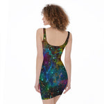 Abstract Colorful Galaxy Space Print Sleeveless Bodycon Dress