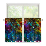 Abstract Colorful Galaxy Space Print Tier Curtains