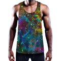 Abstract Colorful Galaxy Space Print Men's Workout Tank Top
