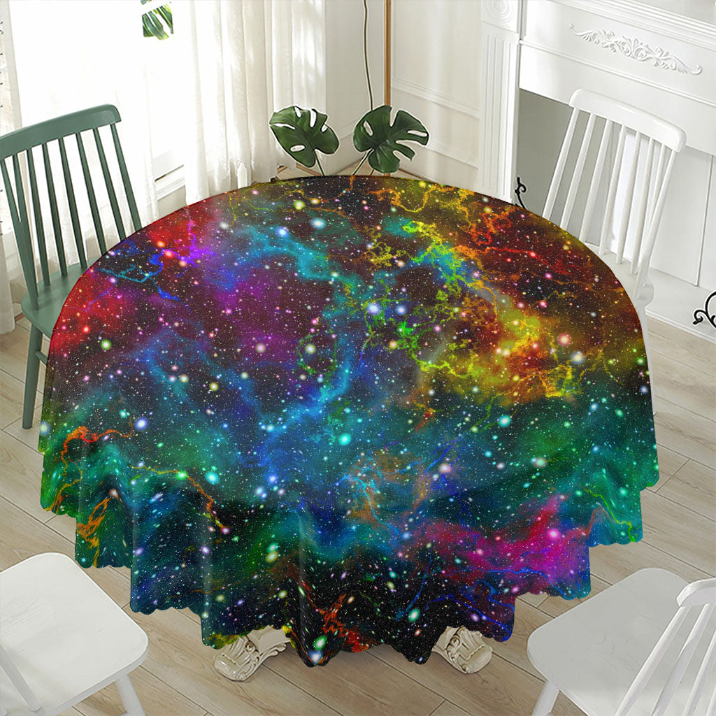 Abstract Colorful Galaxy Space Print Waterproof Round Tablecloth