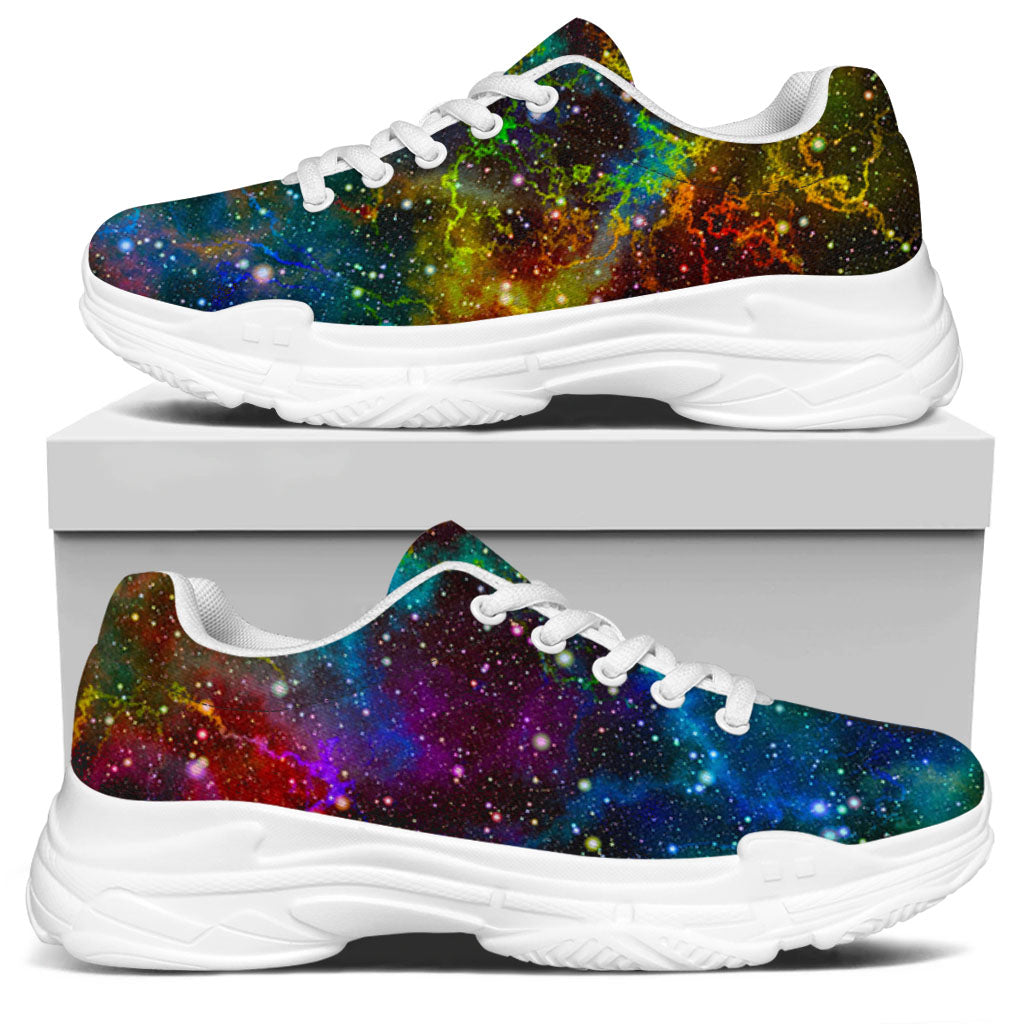 Abstract Colorful Galaxy Space Print White Chunky Shoes