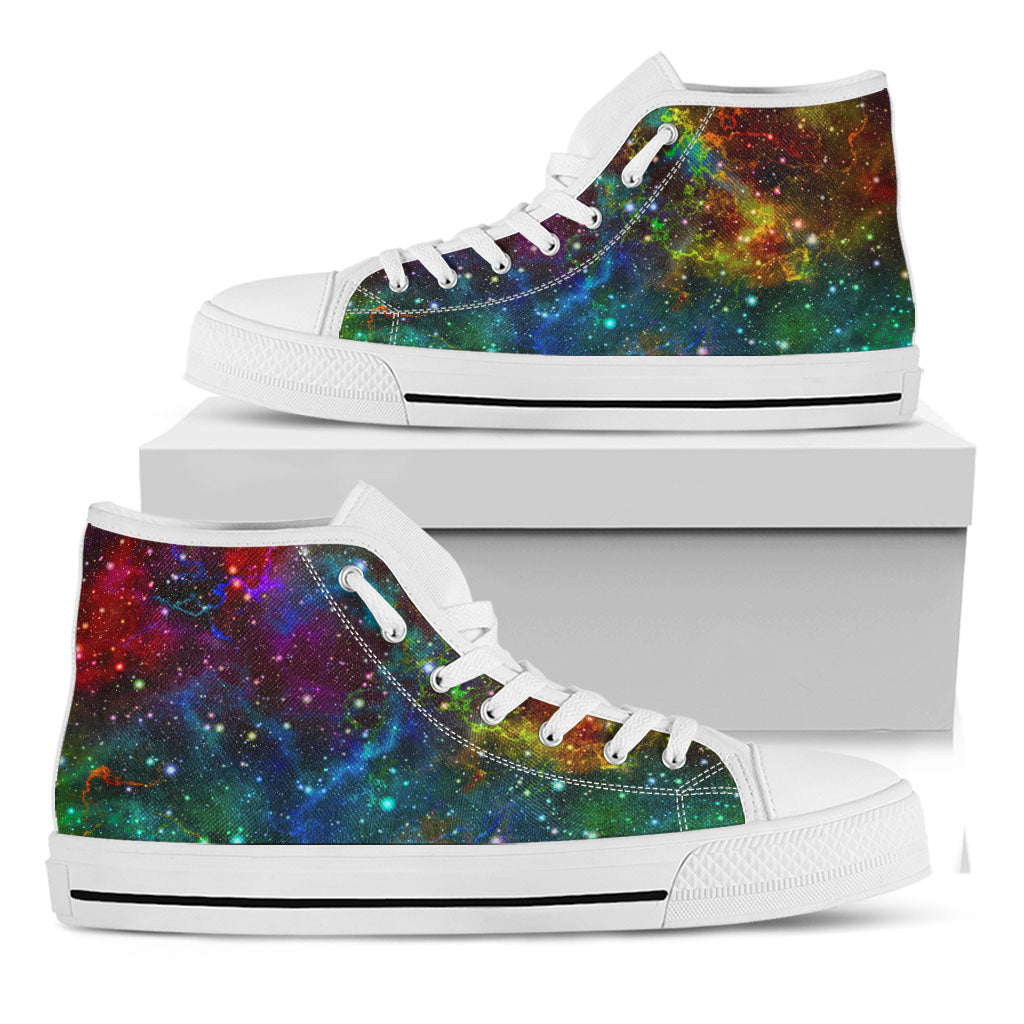 Abstract Colorful Galaxy Space Print White High Top Sneakers