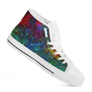 Abstract Colorful Galaxy Space Print White High Top Sneakers
