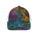 Abstract Colorful Galaxy Space Print White Mesh Trucker Cap
