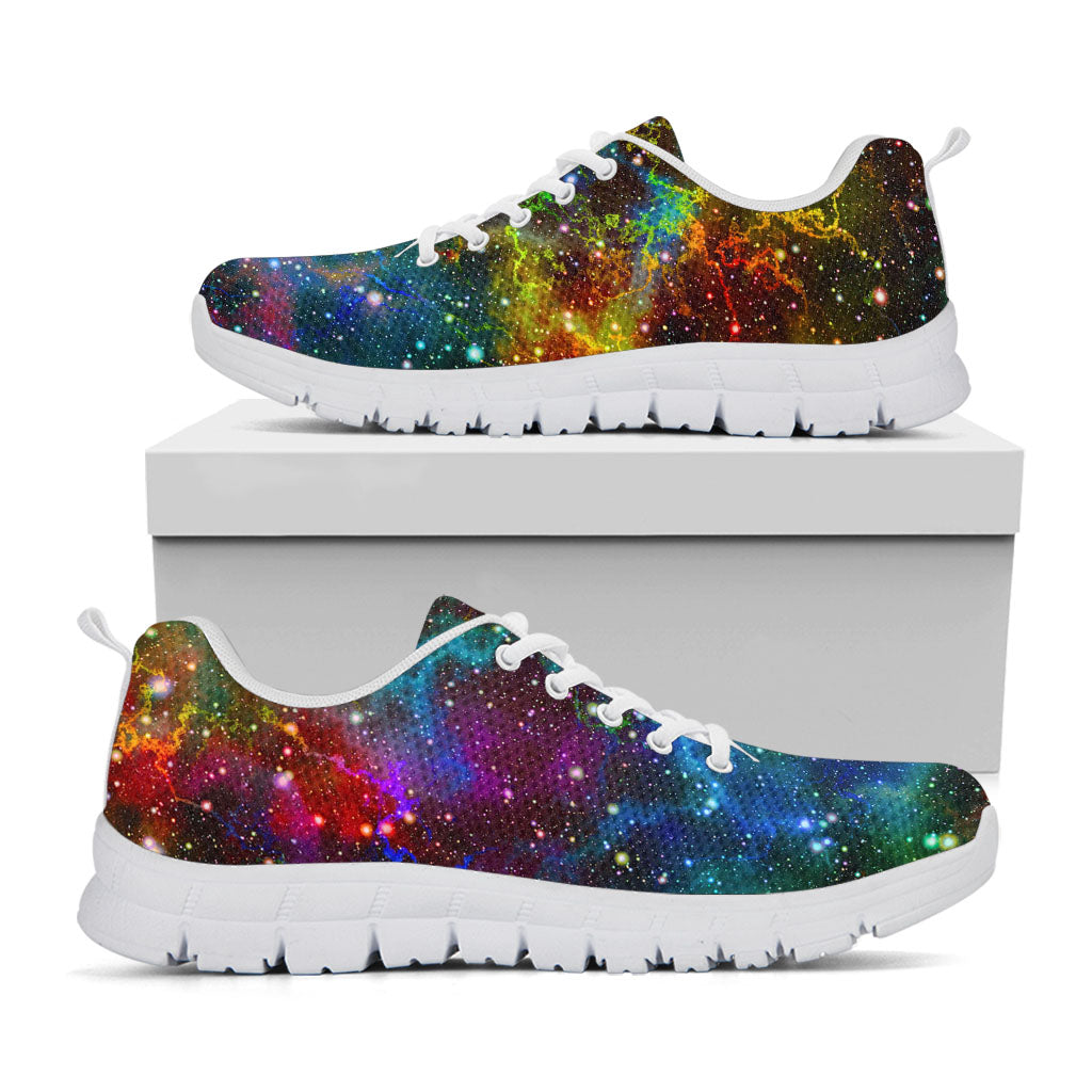 Abstract Colorful Galaxy Space Print White Running Shoes