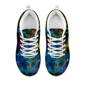 Abstract Colorful Galaxy Space Print White Running Shoes