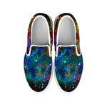 Abstract Colorful Galaxy Space Print White Slip On Sneakers