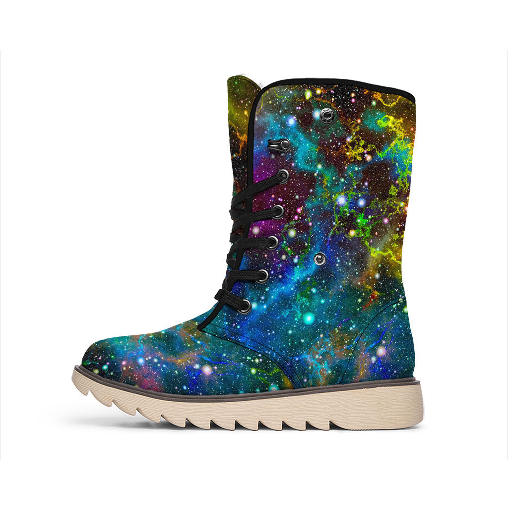 Abstract Colorful Galaxy Space Print Winter Boots
