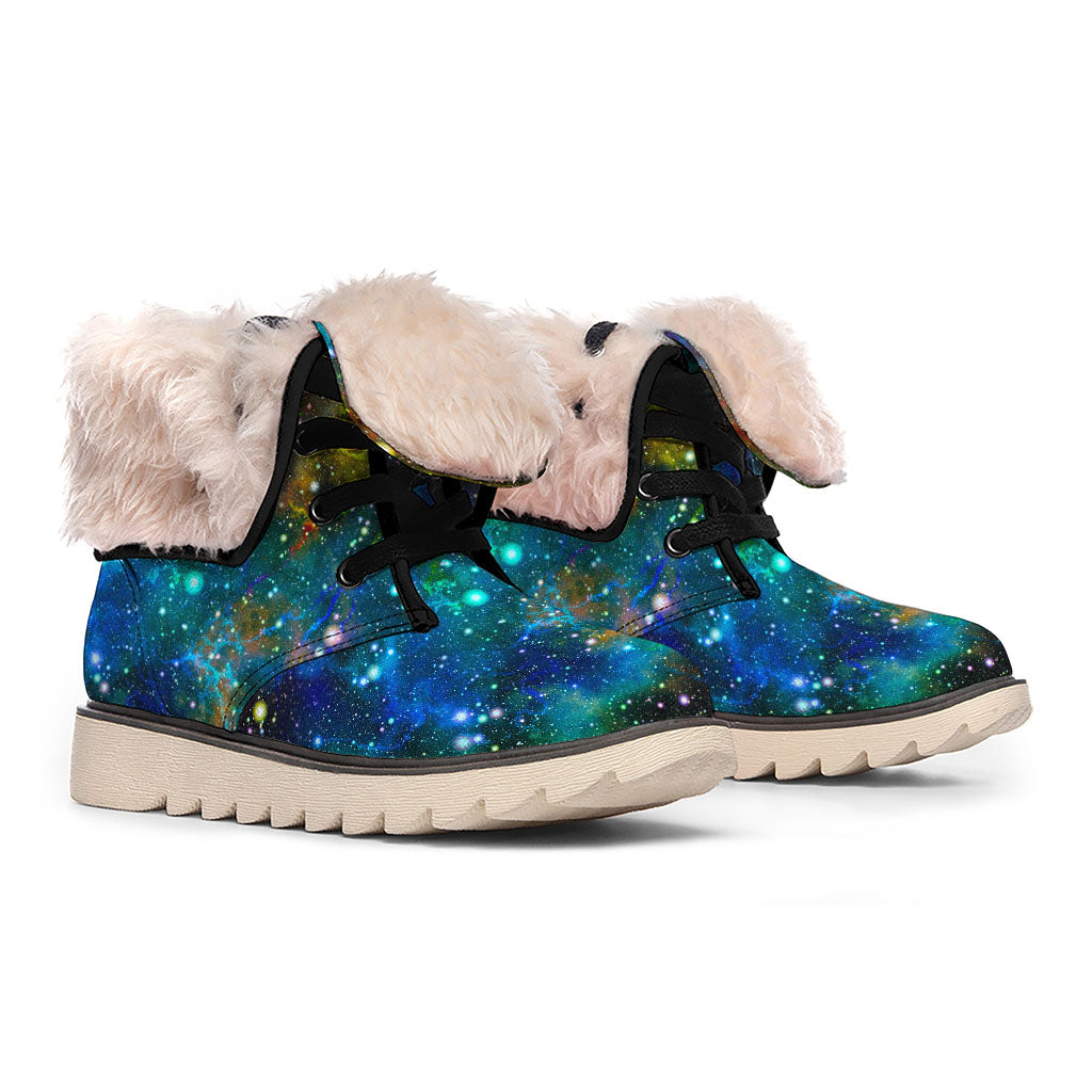 Abstract Colorful Galaxy Space Print Winter Boots