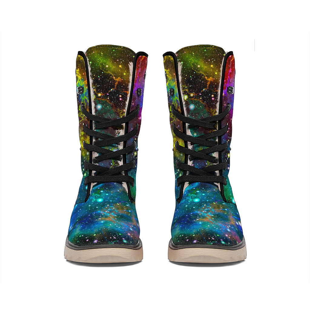 Abstract Colorful Galaxy Space Print Winter Boots