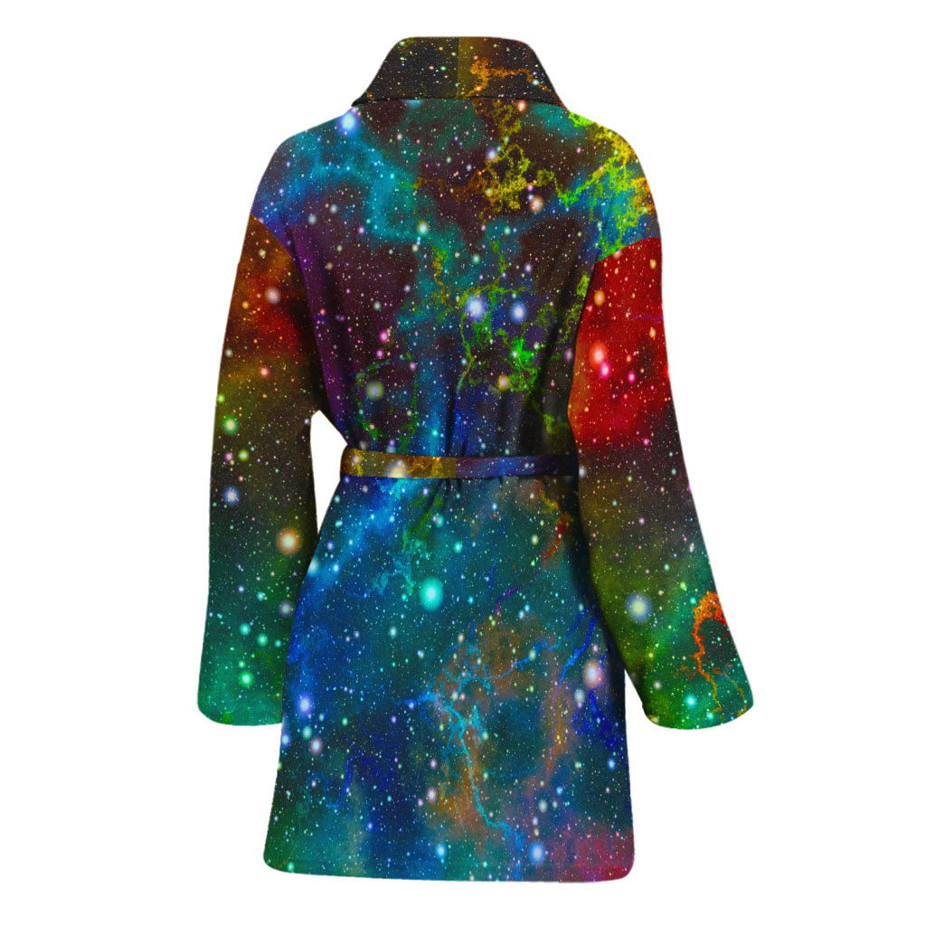 Abstract Colorful Galaxy Space Print Women's Bathrobe
