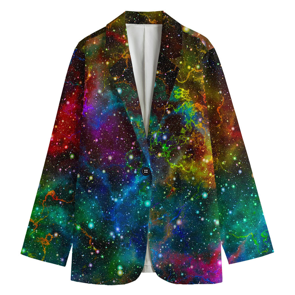 Abstract Colorful Galaxy Space Print Women's Blazer