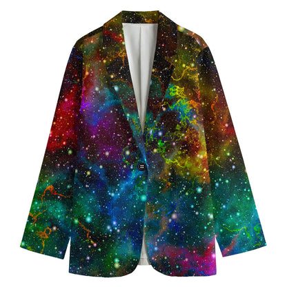 Abstract Colorful Galaxy Space Print Women's Blazer