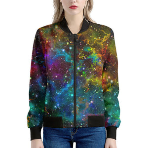 Abstract Colorful Galaxy Space Print Women's Bomber Jacket