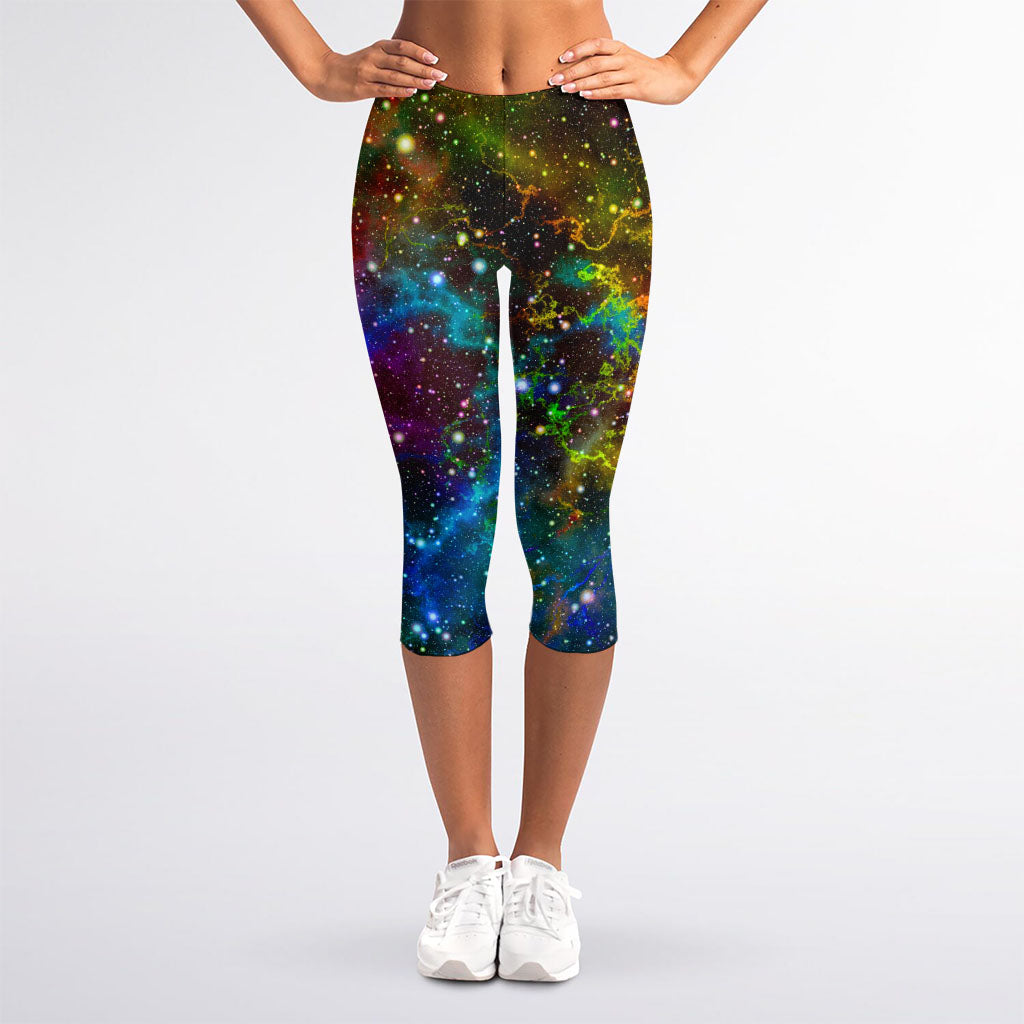 Abstract Colorful Galaxy Space Print Women's Capri Leggings