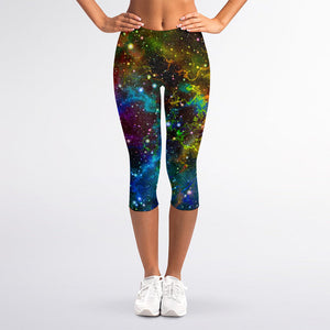 Abstract Colorful Galaxy Space Print Women's Capri Leggings