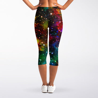 Abstract Colorful Galaxy Space Print Women's Capri Leggings