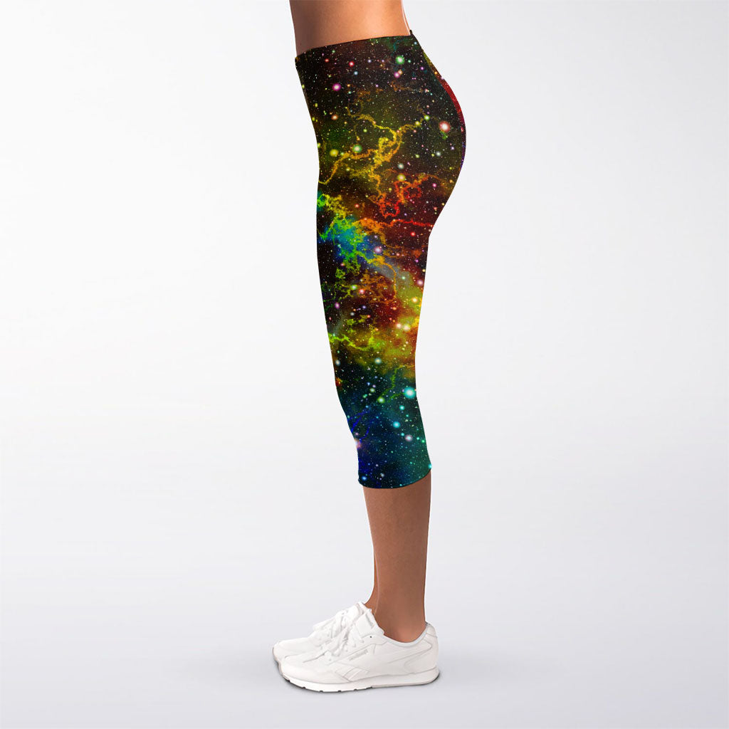 Abstract Colorful Galaxy Space Print Women's Capri Leggings