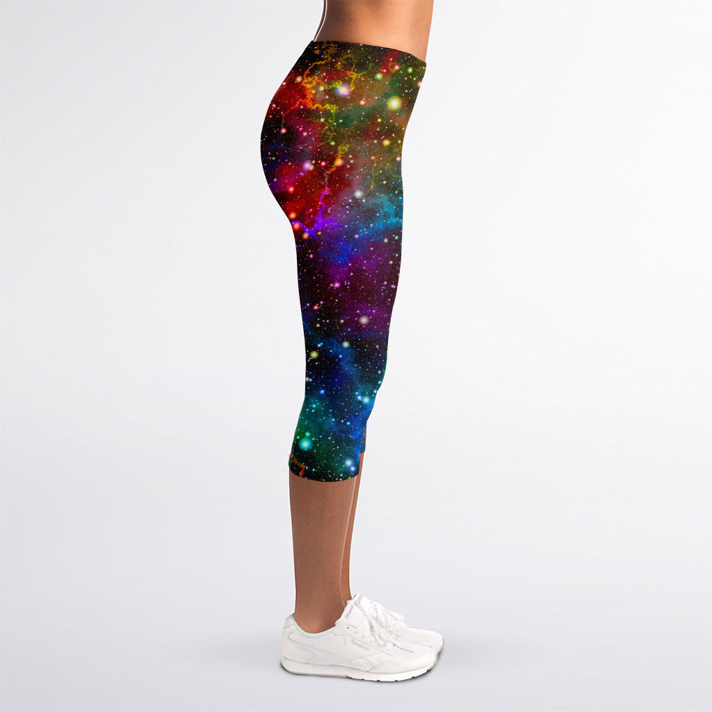 Abstract Colorful Galaxy Space Print Women's Capri Leggings