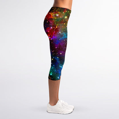 Abstract Colorful Galaxy Space Print Women's Capri Leggings