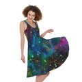 Abstract Colorful Galaxy Space Print Sleeveless Knee Length Dress