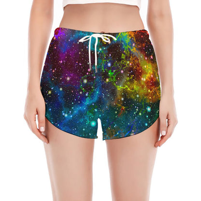 Abstract Colorful Galaxy Space Print Women's Split Running Shorts