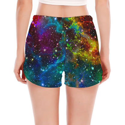 Abstract Colorful Galaxy Space Print Women's Split Running Shorts