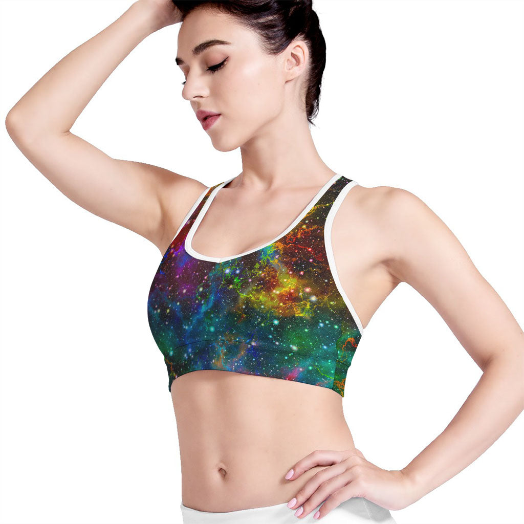 Abstract Colorful Galaxy Space Print Women's Sports Bra