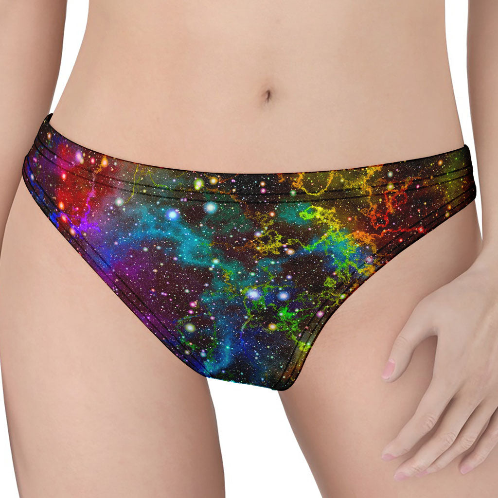 Abstract Colorful Galaxy Space Print Women's Thong