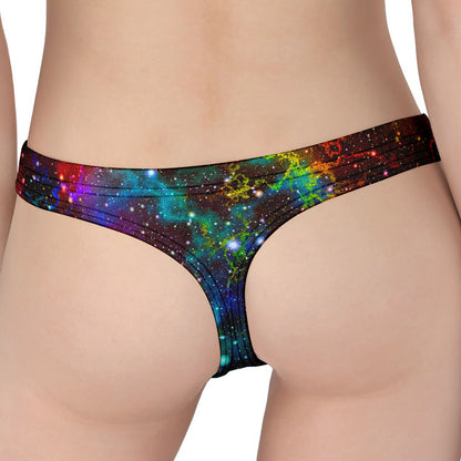 Abstract Colorful Galaxy Space Print Women's Thong
