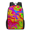 Abstract Colorful Liquid Trippy Print 17 Inch Backpack